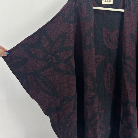 Cleobella Sevigny Burgundy Capelet Knit Sweater Kimono Poncho Tassels Boho - Picture 6 of 6